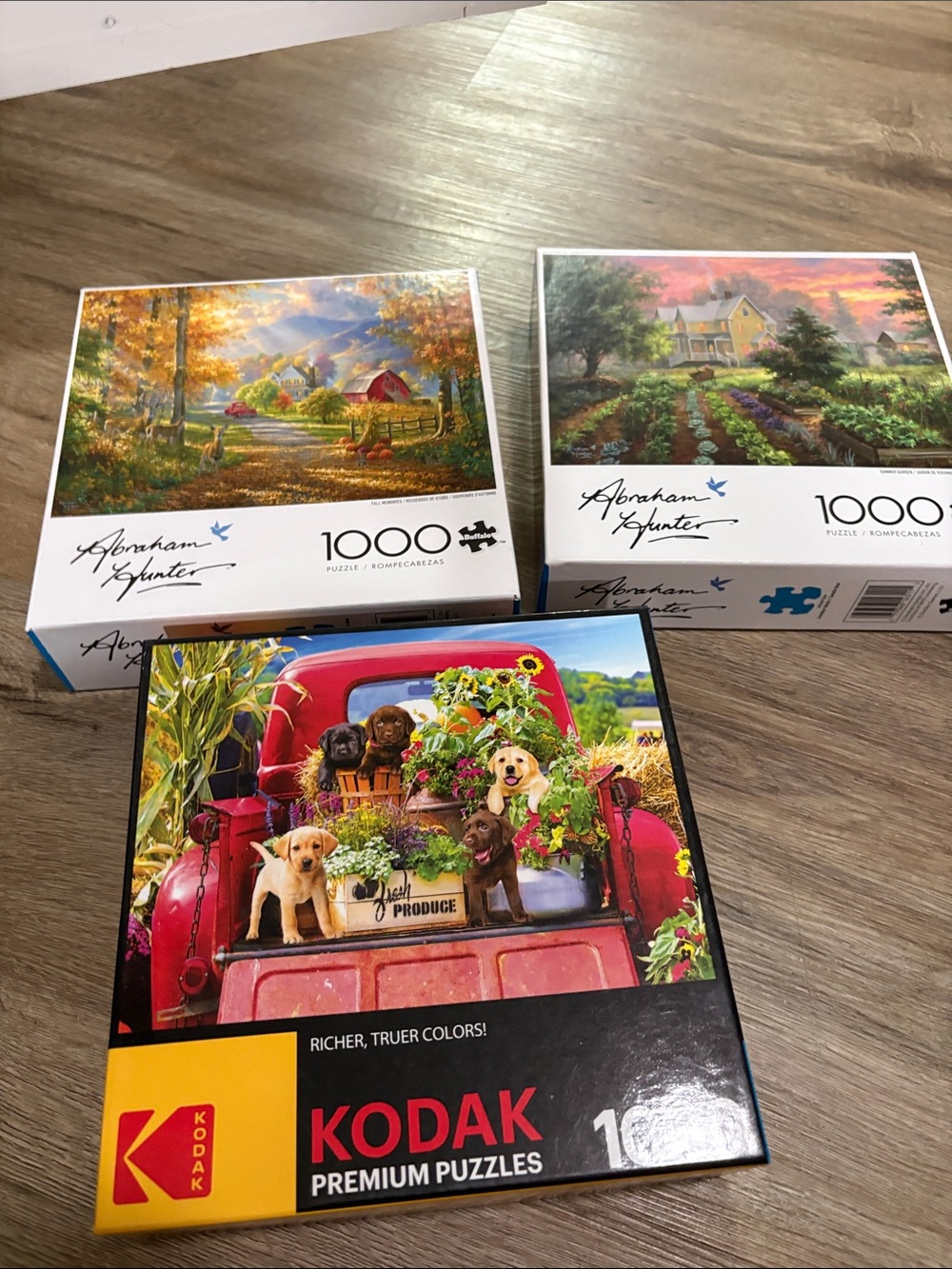 Kodak Red Vintage Truck Puzzle with Colorful Puppies